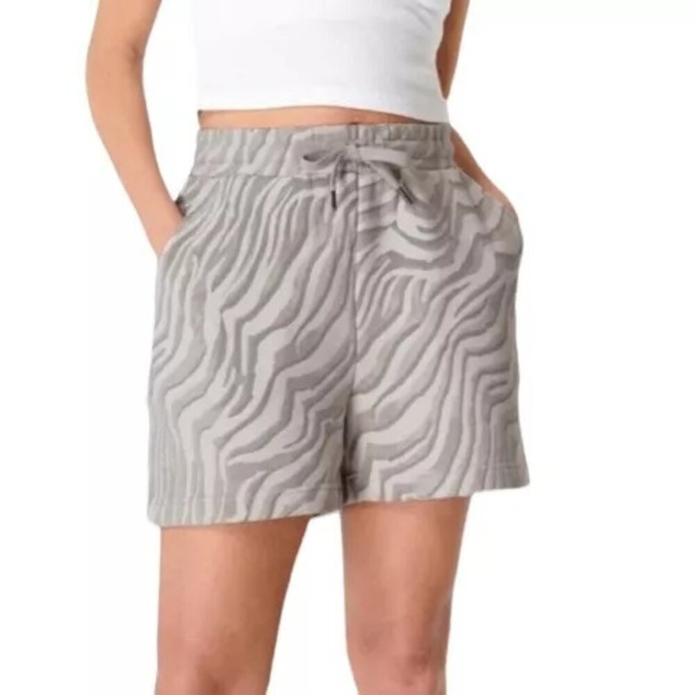 Sweaty Betty Essentials Women's XS Gray Zebra Print Shorts Comfy Loungewear Cozy